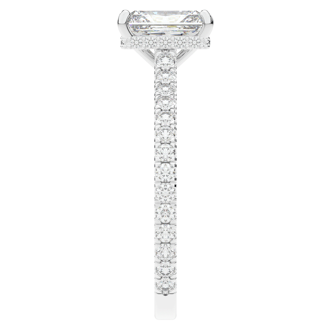 2.10CT.TW RADIANT LAB DIAMOND UNDERHALO SOLITAIRE ENGAGEMENT RING - Nazarelle