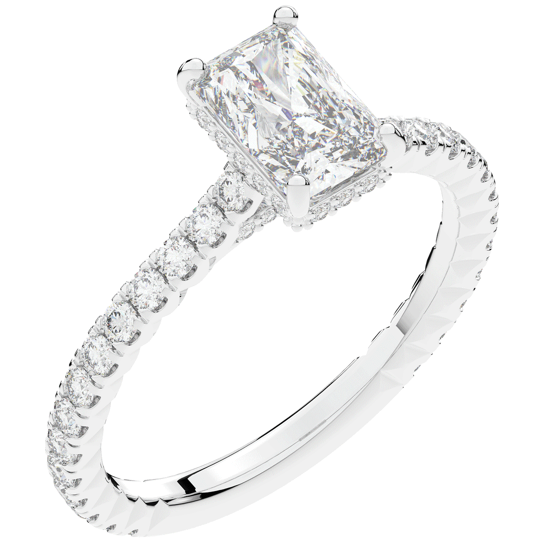 2.10CT.TW RADIANT LAB DIAMOND UNDERHALO SOLITAIRE ENGAGEMENT RING - Nazarelle