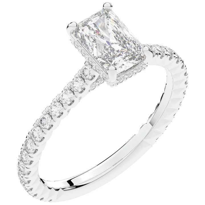 2.10CT.TW RADIANT LAB DIAMOND UNDERHALO SOLITAIRE ENGAGEMENT RING - Nazarelle