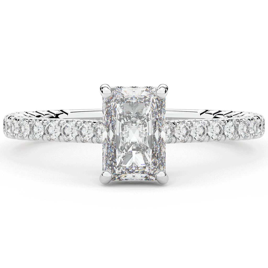 2.10CT.TW RADIANT LAB DIAMOND UNDERHALO SOLITAIRE ENGAGEMENT RING - Nazarelle