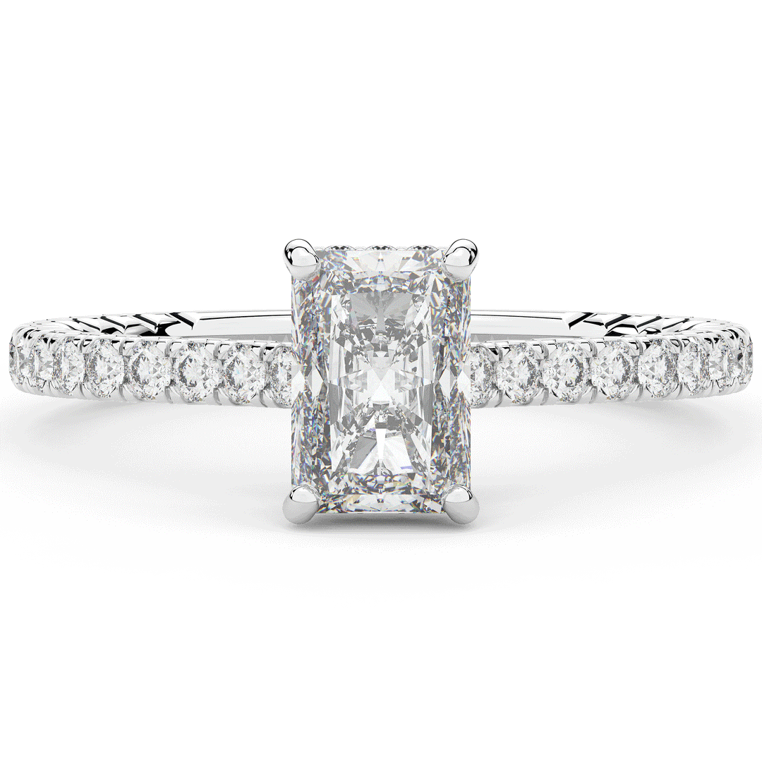 2.10CT.TW RADIANT LAB DIAMOND UNDERHALO SOLITAIRE ENGAGEMENT RING - Nazarelle