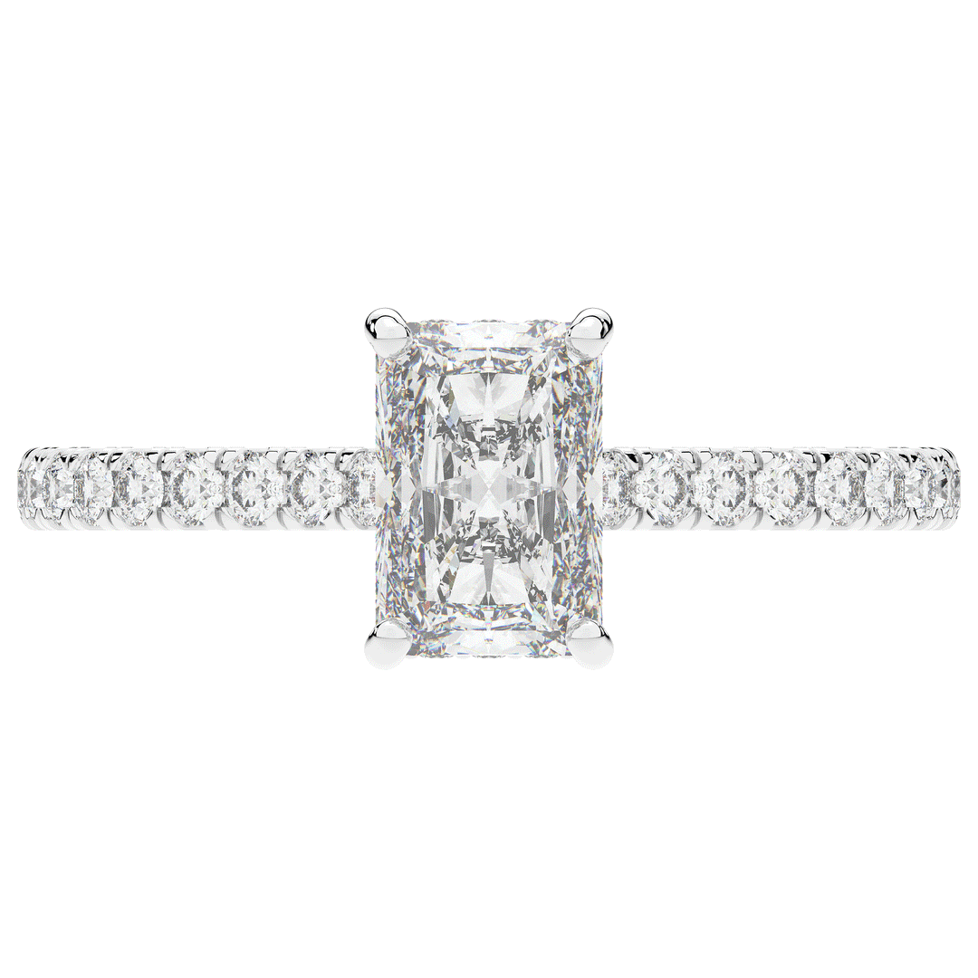 2.10CT.TW RADIANT LAB DIAMOND UNDERHALO SOLITAIRE ENGAGEMENT RING - Nazarelle