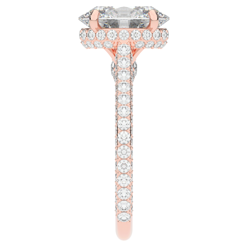 4.00CT.TW OVAL LAB DIAMOND UNDERHALO SOLITAIRE ENGAGEMENT RING - Nazarelle