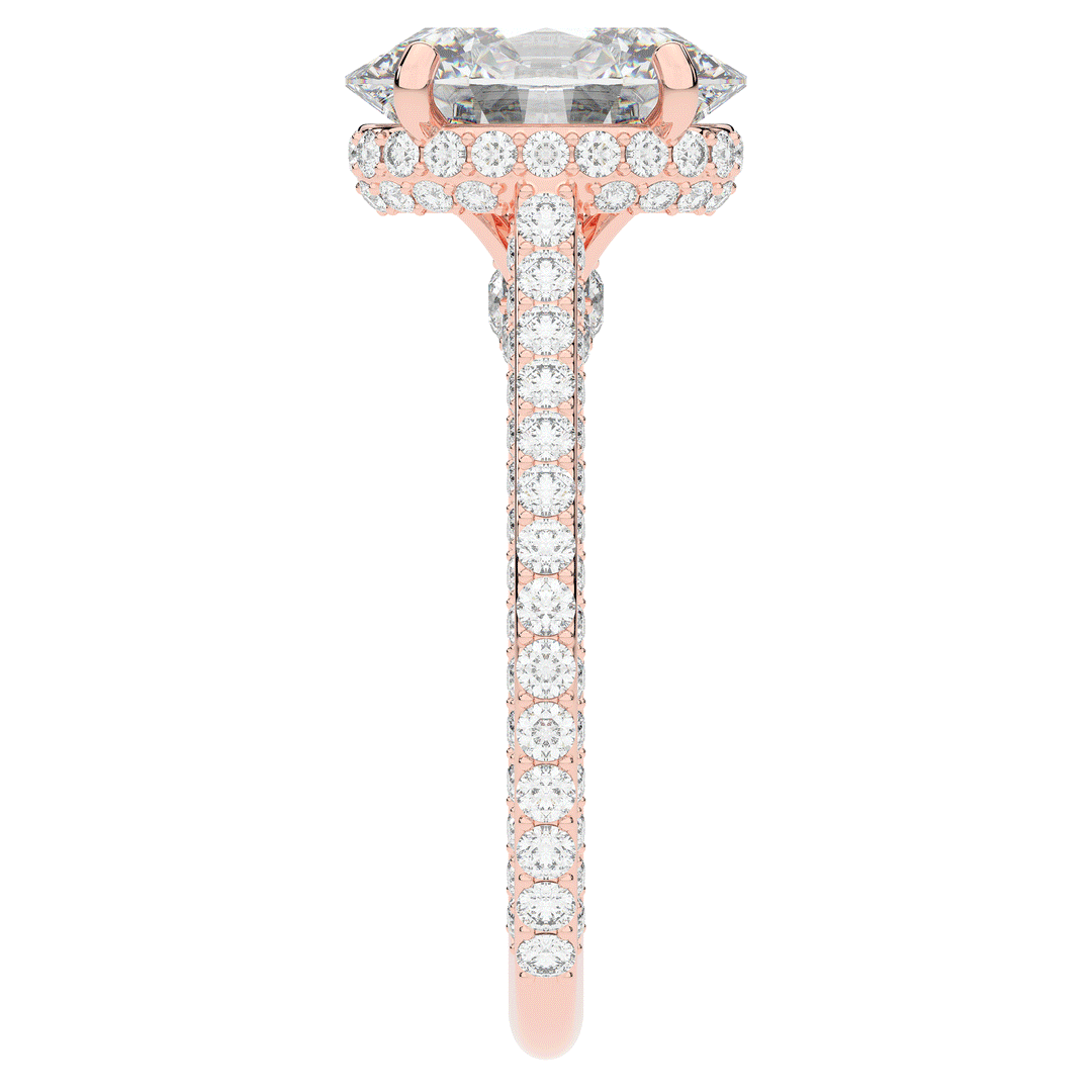 4.00CT.TW OVAL LAB DIAMOND UNDERHALO SOLITAIRE ENGAGEMENT RING - Nazarelle