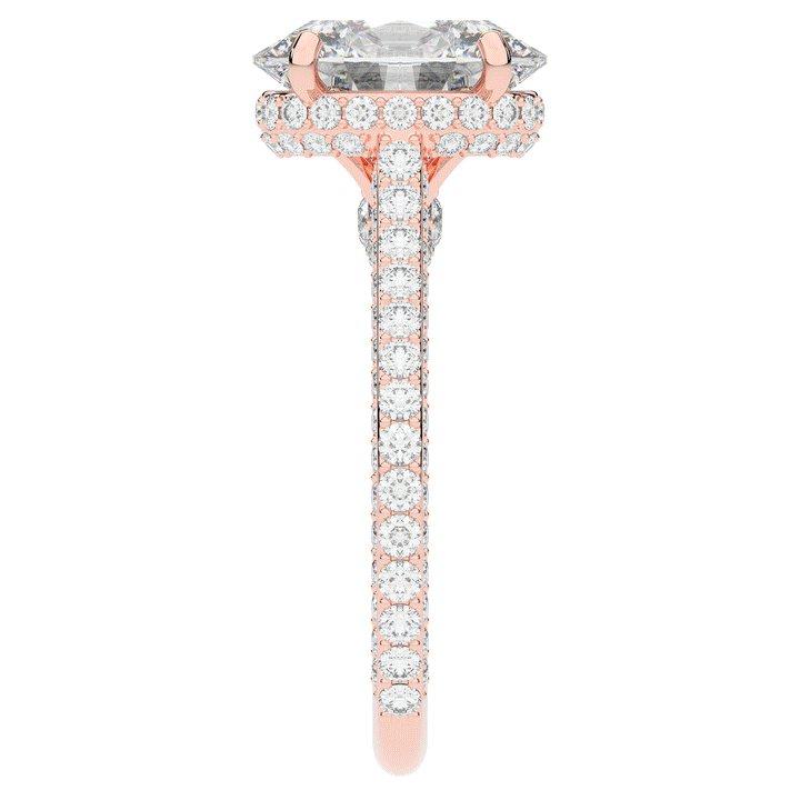 4.00CT.TW OVAL LAB DIAMOND UNDERHALO SOLITAIRE ENGAGEMENT RING - Nazarelle