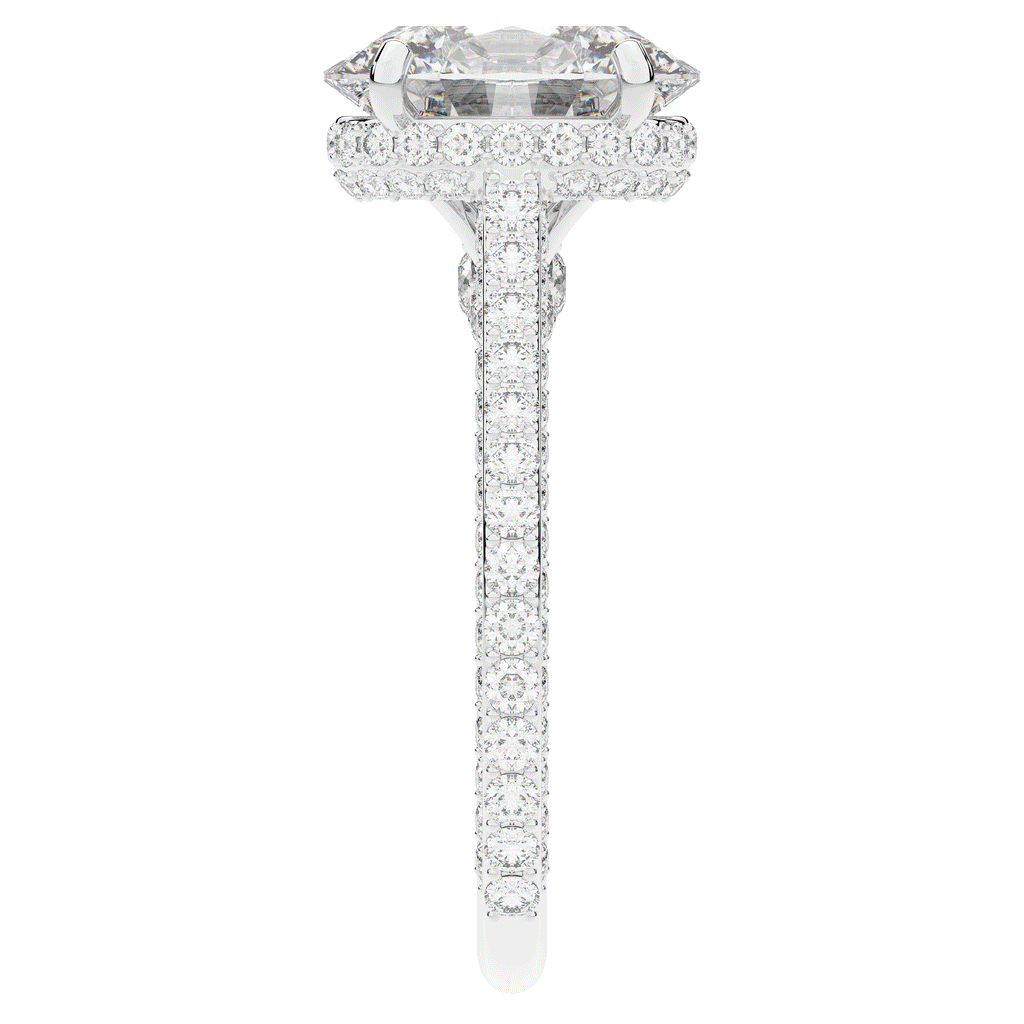 4.00CT.TW OVAL LAB DIAMOND UNDERHALO SOLITAIRE ENGAGEMENT RING - Nazarelle