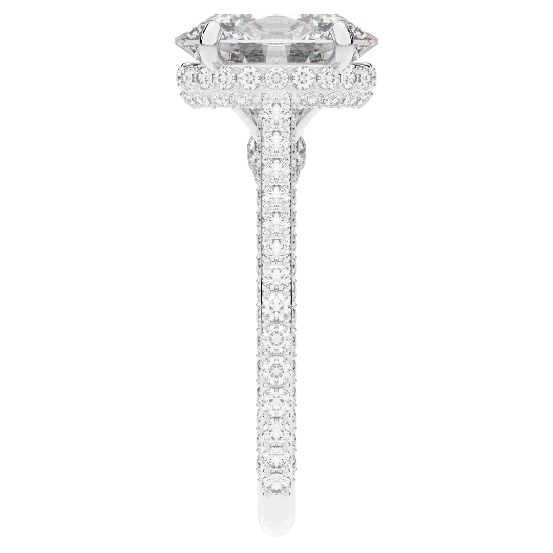 4.00CT.TW OVAL LAB DIAMOND UNDERHALO SOLITAIRE ENGAGEMENT RING - Nazarelle