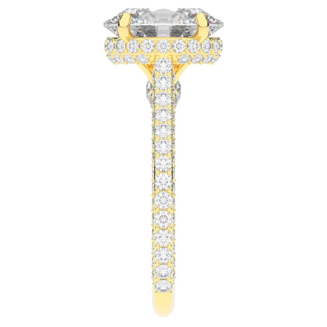 4.00CT.TW OVAL LAB DIAMOND UNDERHALO SOLITAIRE ENGAGEMENT RING - Nazarelle