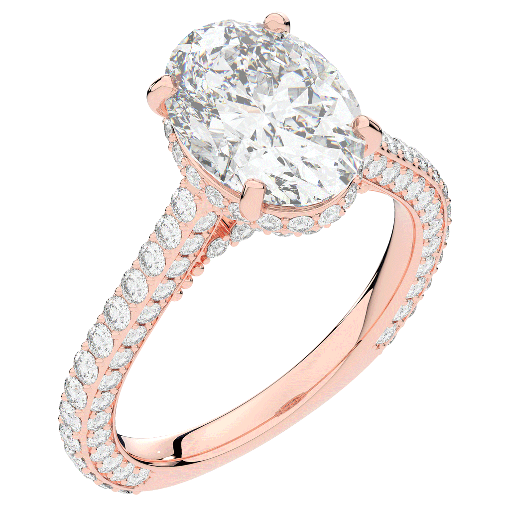 4.00CT.TW OVAL LAB DIAMOND UNDERHALO SOLITAIRE ENGAGEMENT RING - Nazarelle