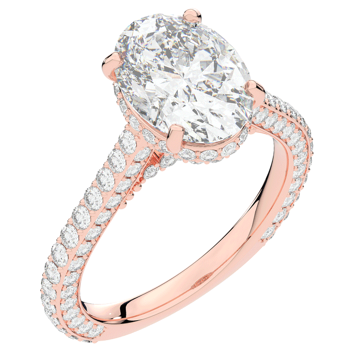 4.00CT.TW OVAL LAB DIAMOND UNDERHALO SOLITAIRE ENGAGEMENT RING - Nazarelle