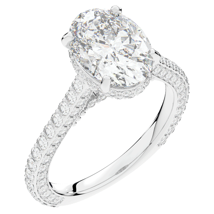 4.00CT.TW OVAL LAB DIAMOND UNDERHALO SOLITAIRE ENGAGEMENT RING - Nazarelle