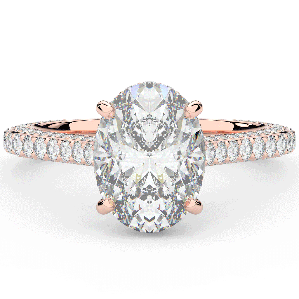 4.00CT.TW OVAL LAB DIAMOND UNDERHALO SOLITAIRE ENGAGEMENT RING - Nazarelle