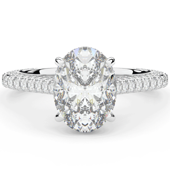 4.00CT.TW OVAL LAB DIAMOND UNDERHALO SOLITAIRE ENGAGEMENT RING - Nazarelle