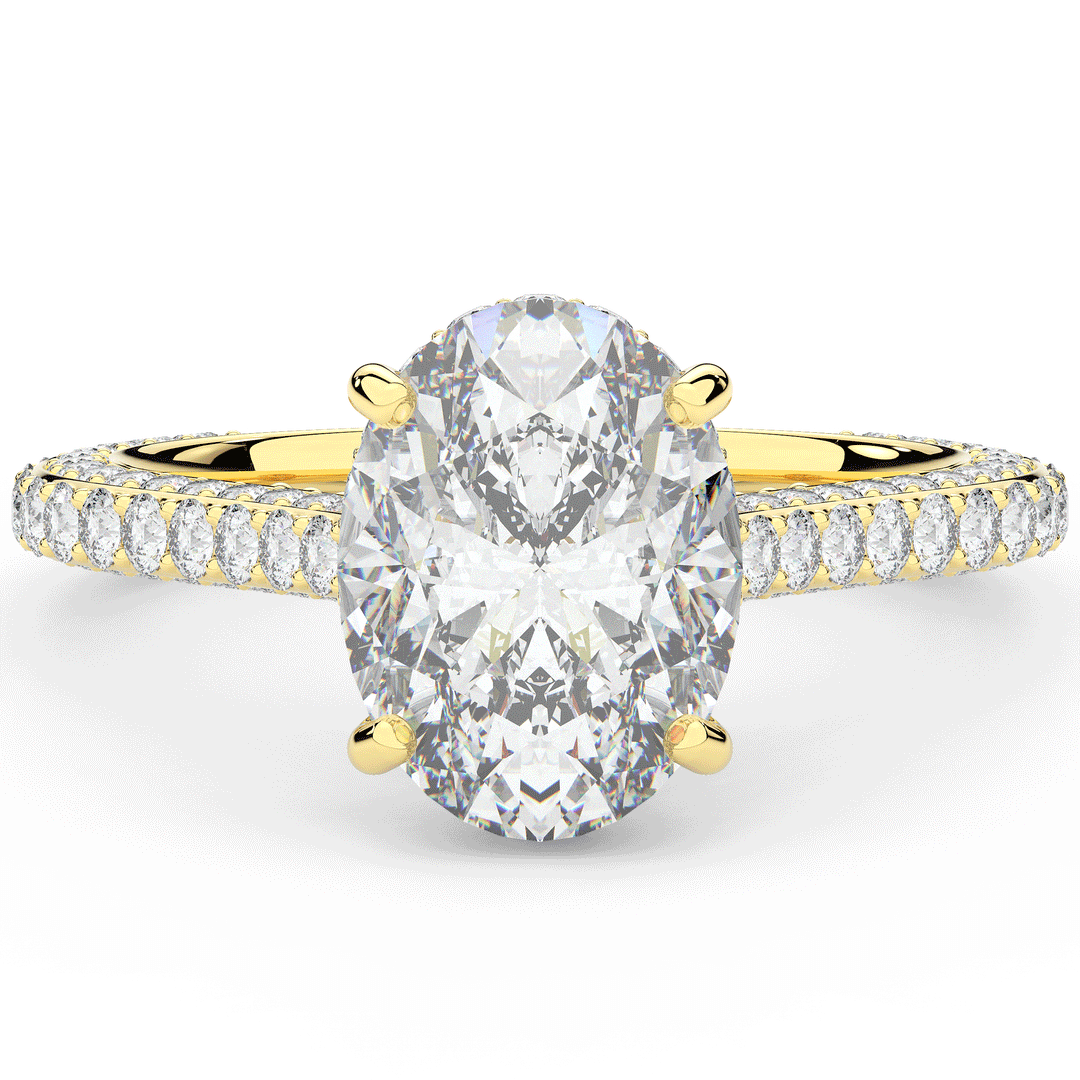 4.00CT.TW OVAL LAB DIAMOND UNDERHALO SOLITAIRE ENGAGEMENT RING - Nazarelle