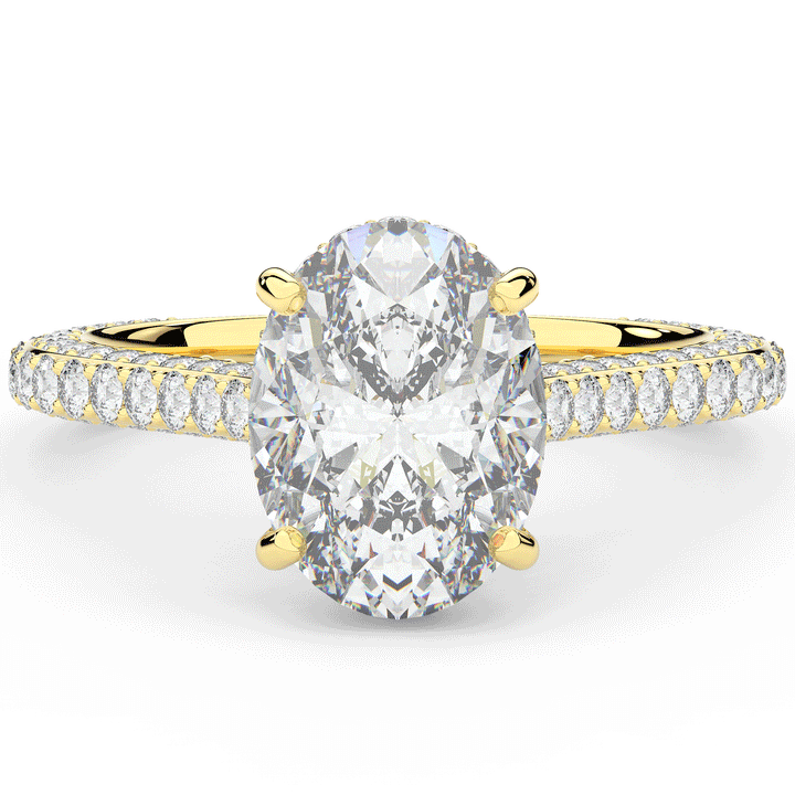 4.00CT.TW OVAL LAB DIAMOND UNDERHALO SOLITAIRE ENGAGEMENT RING - Nazarelle