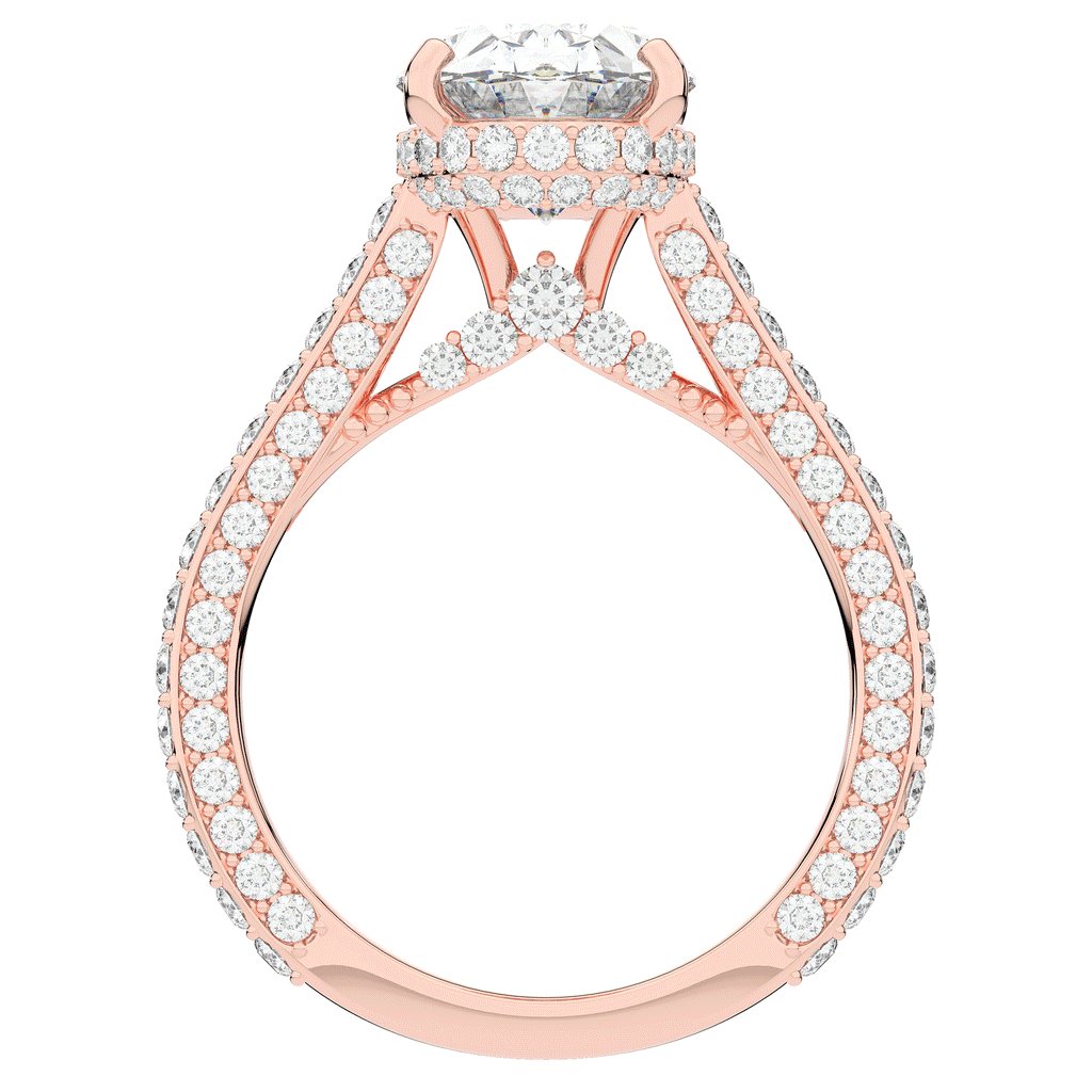 4.00CT.TW OVAL LAB DIAMOND UNDERHALO SOLITAIRE ENGAGEMENT RING - Nazarelle