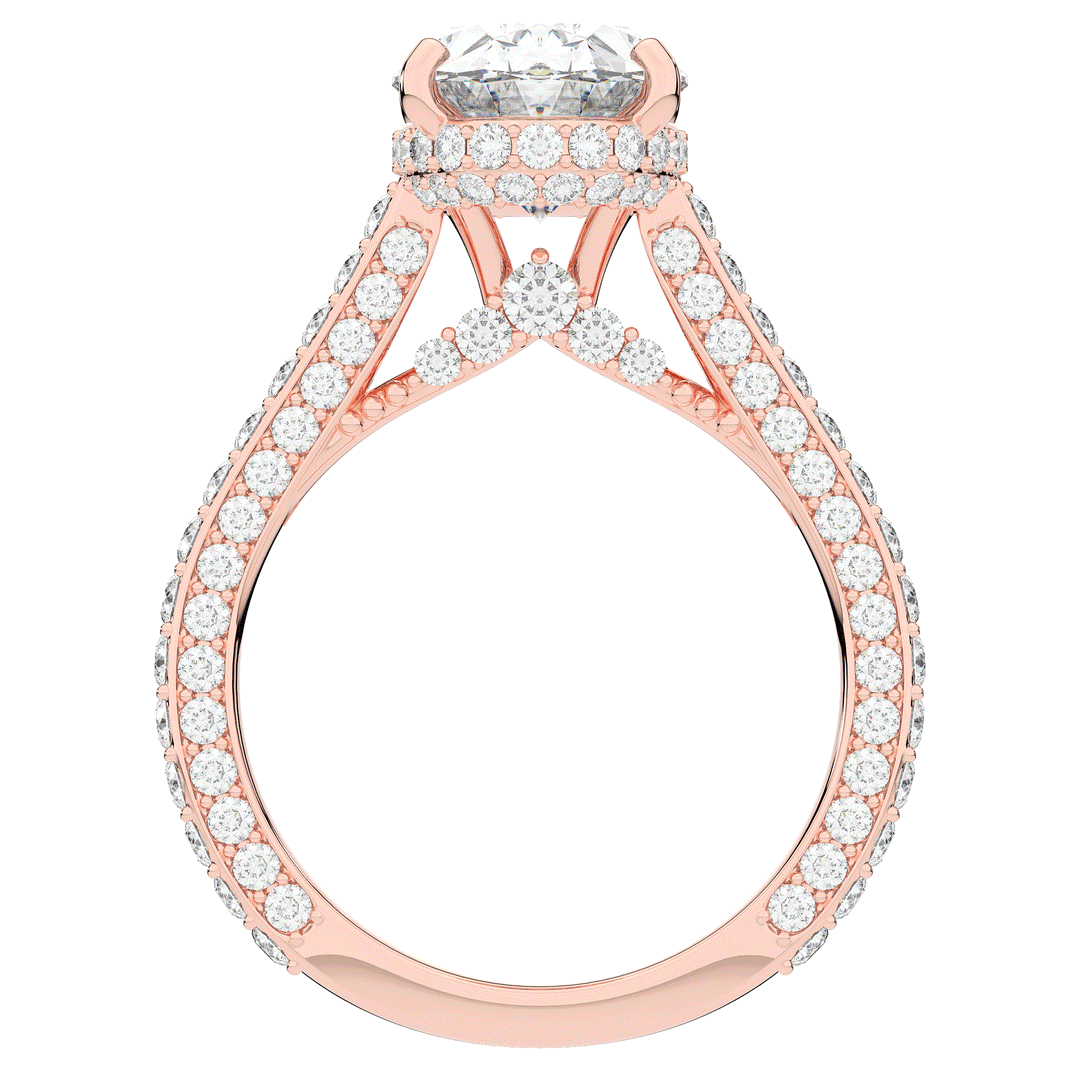 4.00CT.TW OVAL LAB DIAMOND UNDERHALO SOLITAIRE ENGAGEMENT RING - Nazarelle