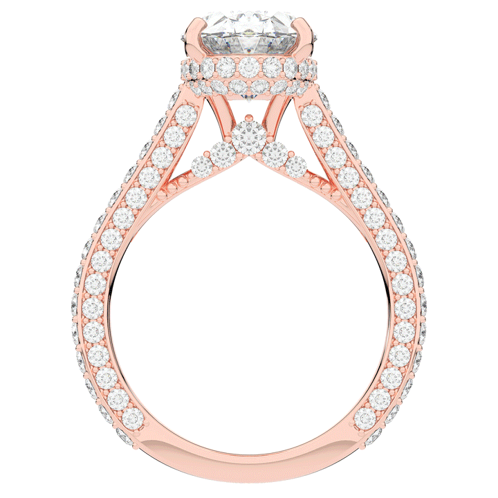 4.00CT.TW OVAL LAB DIAMOND UNDERHALO SOLITAIRE ENGAGEMENT RING - Nazarelle