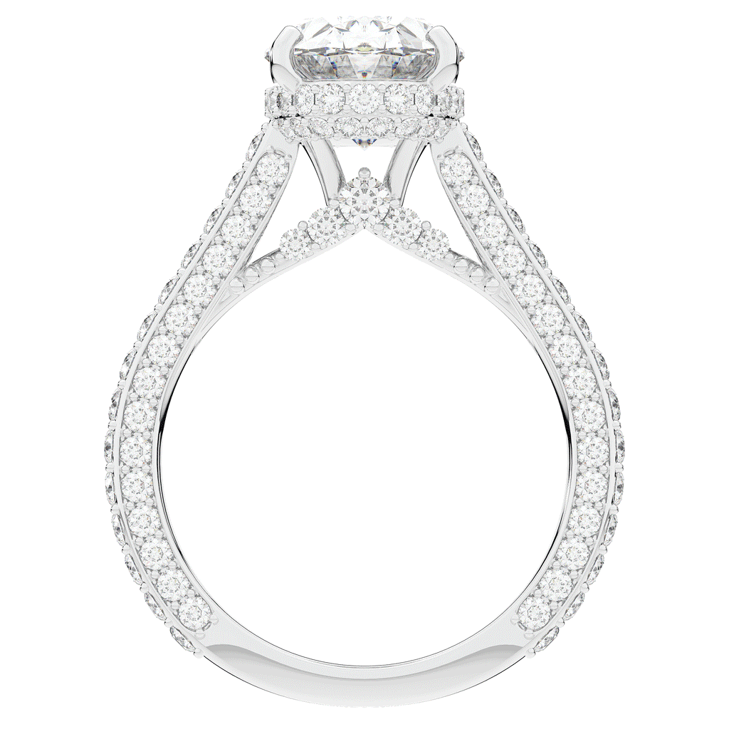 4.00CT.TW OVAL LAB DIAMOND UNDERHALO SOLITAIRE ENGAGEMENT RING - Nazarelle