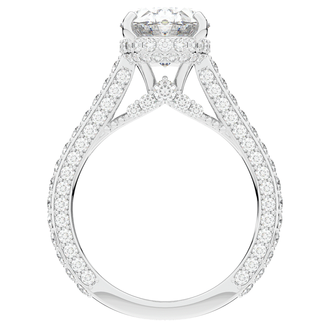 4.00CT.TW OVAL LAB DIAMOND UNDERHALO SOLITAIRE ENGAGEMENT RING - Nazarelle