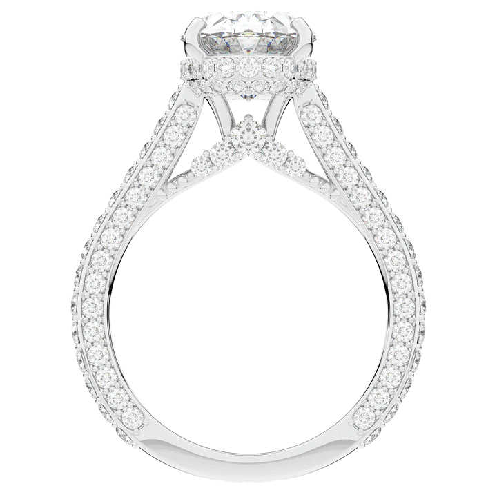 4.00CT.TW OVAL LAB DIAMOND UNDERHALO SOLITAIRE ENGAGEMENT RING - Nazarelle