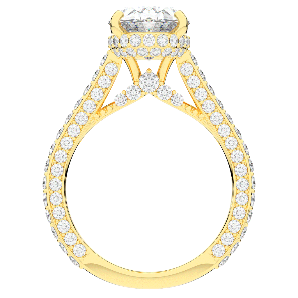 4.00CT.TW OVAL LAB DIAMOND UNDERHALO SOLITAIRE ENGAGEMENT RING - Nazarelle