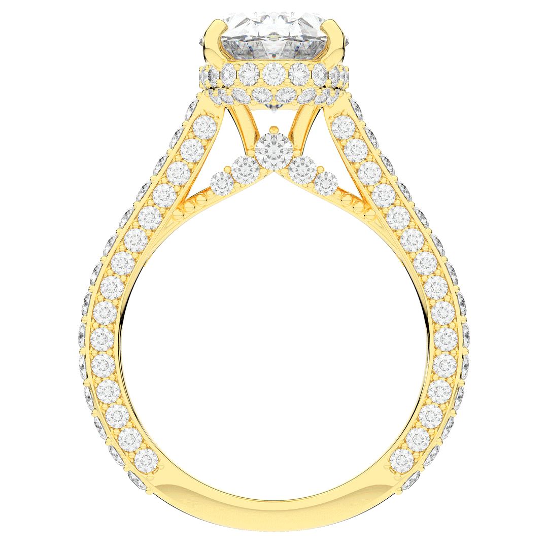 4.00CT.TW OVAL LAB DIAMOND UNDERHALO SOLITAIRE ENGAGEMENT RING - Nazarelle