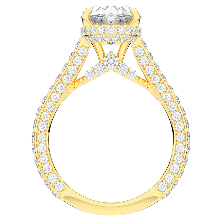 4.00CT.TW OVAL LAB DIAMOND UNDERHALO SOLITAIRE ENGAGEMENT RING - Nazarelle