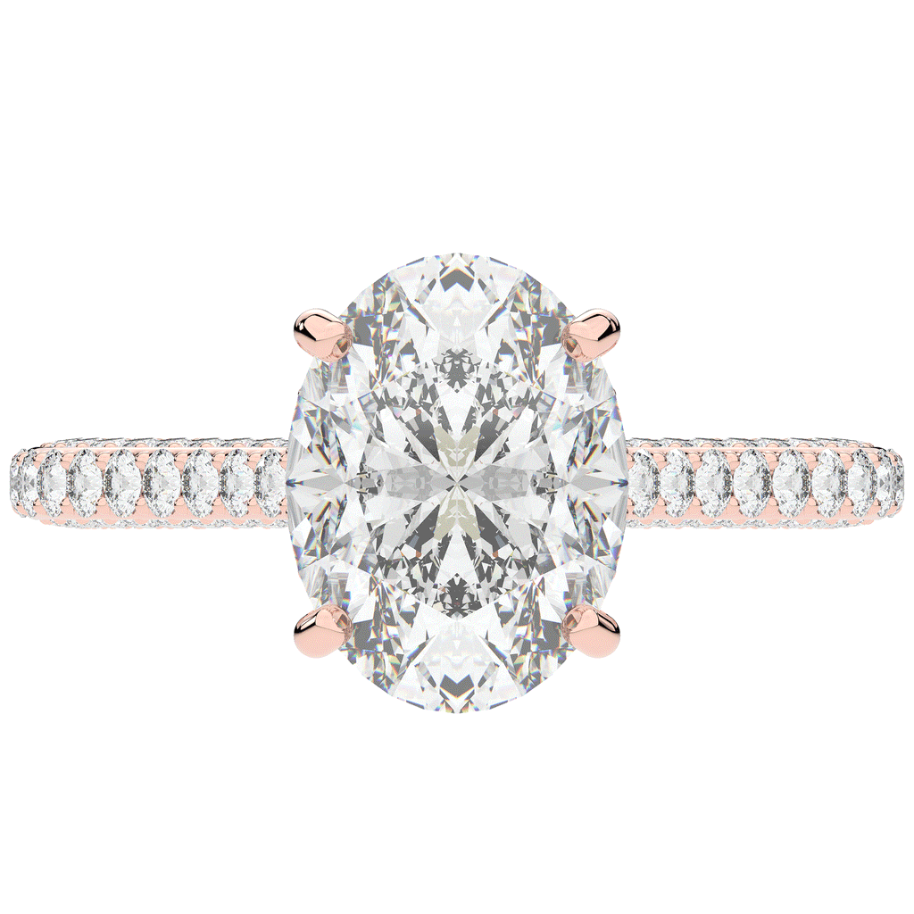 4.00CT.TW OVAL LAB DIAMOND UNDERHALO SOLITAIRE ENGAGEMENT RING - Nazarelle