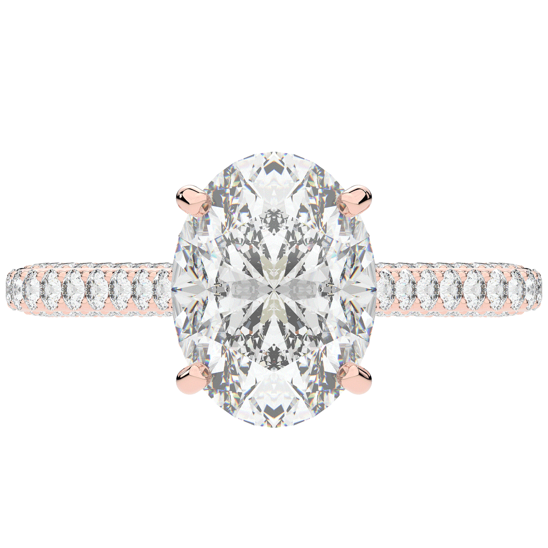 4.00CT.TW OVAL LAB DIAMOND UNDERHALO SOLITAIRE ENGAGEMENT RING - Nazarelle