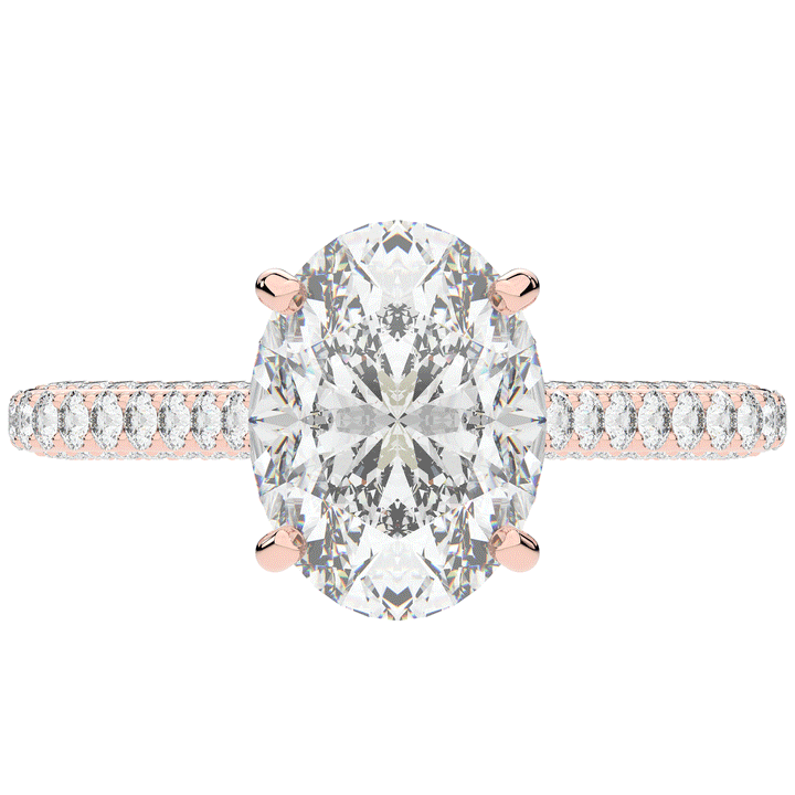 4.00CT.TW OVAL LAB DIAMOND UNDERHALO SOLITAIRE ENGAGEMENT RING - Nazarelle