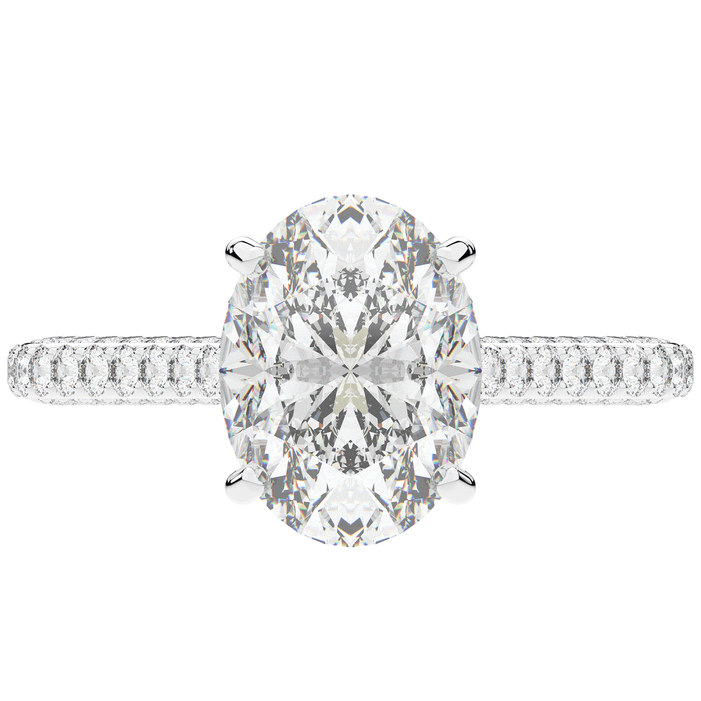 4.00CT.TW OVAL LAB DIAMOND UNDERHALO SOLITAIRE ENGAGEMENT RING - Nazarelle