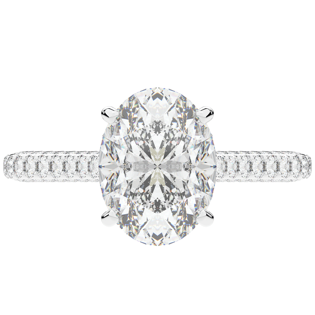 4.00CT.TW OVAL LAB DIAMOND UNDERHALO SOLITAIRE ENGAGEMENT RING - Nazarelle