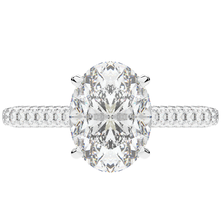 4.00CT.TW OVAL LAB DIAMOND UNDERHALO SOLITAIRE ENGAGEMENT RING - Nazarelle