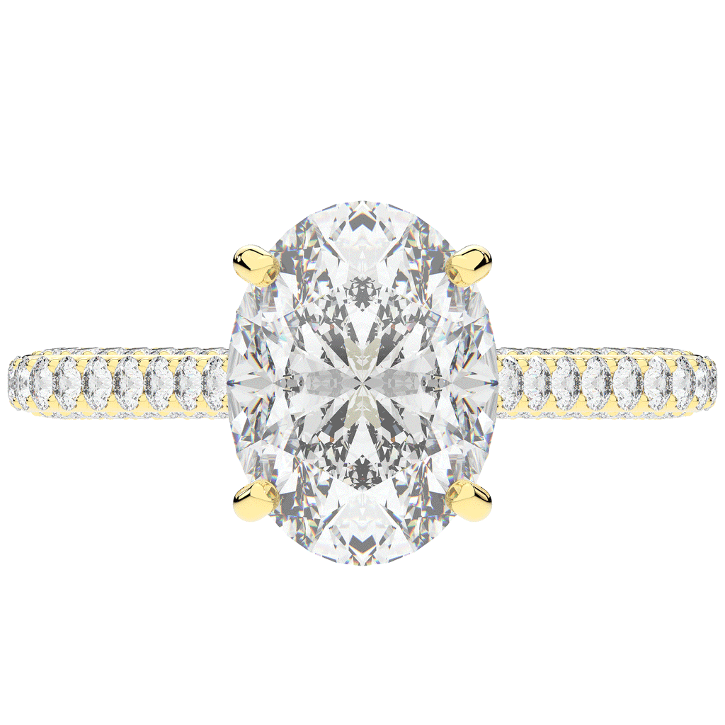 4.00CT.TW OVAL LAB DIAMOND UNDERHALO SOLITAIRE ENGAGEMENT RING - Nazarelle