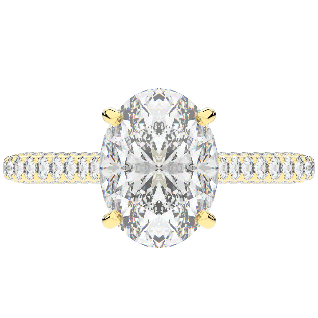 4.00CT.TW OVAL LAB DIAMOND UNDERHALO SOLITAIRE ENGAGEMENT RING - Nazarelle