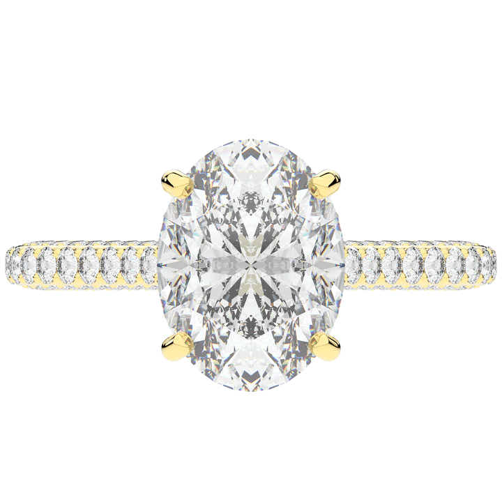 4.00CT.TW OVAL LAB DIAMOND UNDERHALO SOLITAIRE ENGAGEMENT RING - Nazarelle