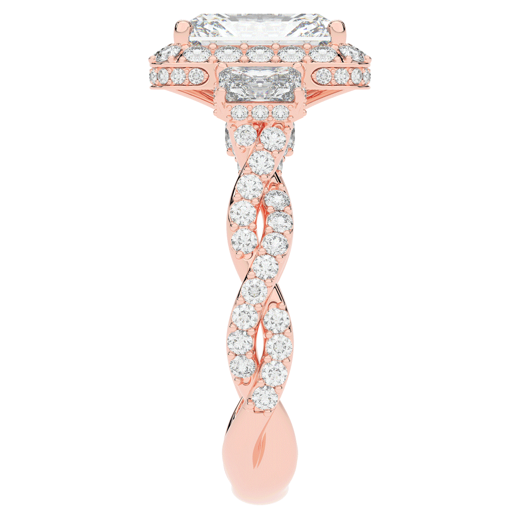 4.70CT.TW RADIANT LAB DIAMOND 3 STONE ENGAGEMENT RING - Nazarelle