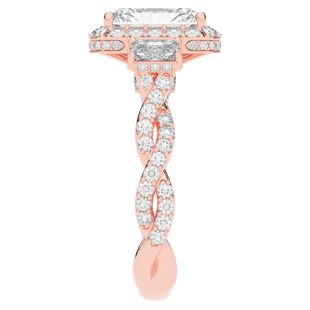 4.70CT.TW RADIANT LAB DIAMOND 3 STONE ENGAGEMENT RING - Nazarelle