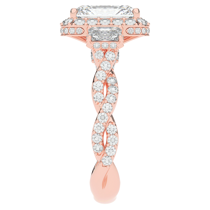 4.70CT.TW RADIANT LAB DIAMOND 3 STONE ENGAGEMENT RING - Nazarelle