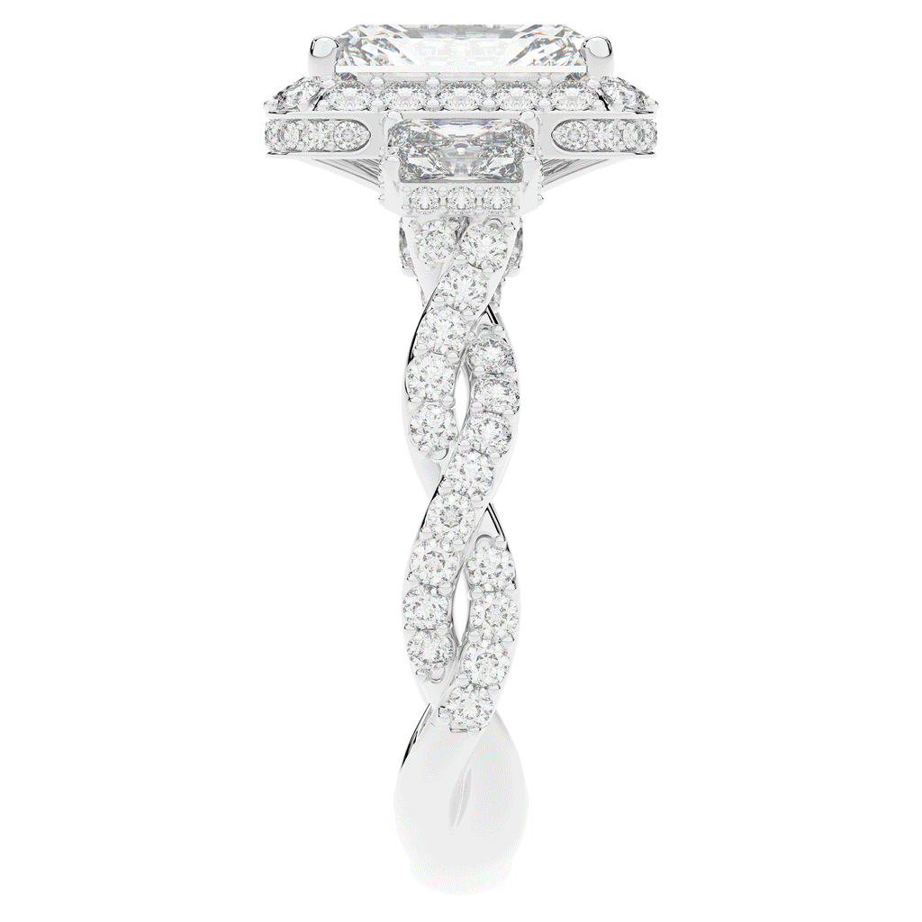 4.70CT.TW RADIANT LAB DIAMOND 3 STONE ENGAGEMENT RING - Nazarelle
