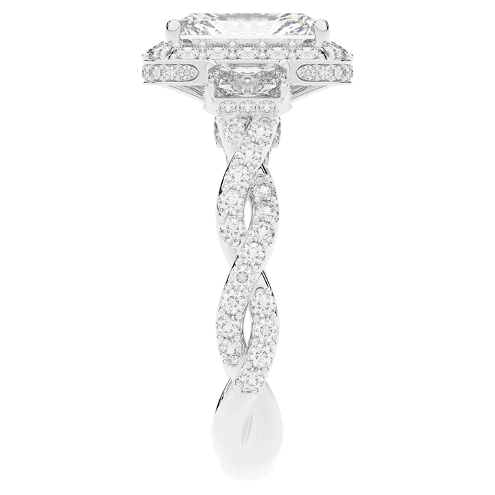 4.70CT.TW RADIANT LAB DIAMOND 3 STONE ENGAGEMENT RING - Nazarelle