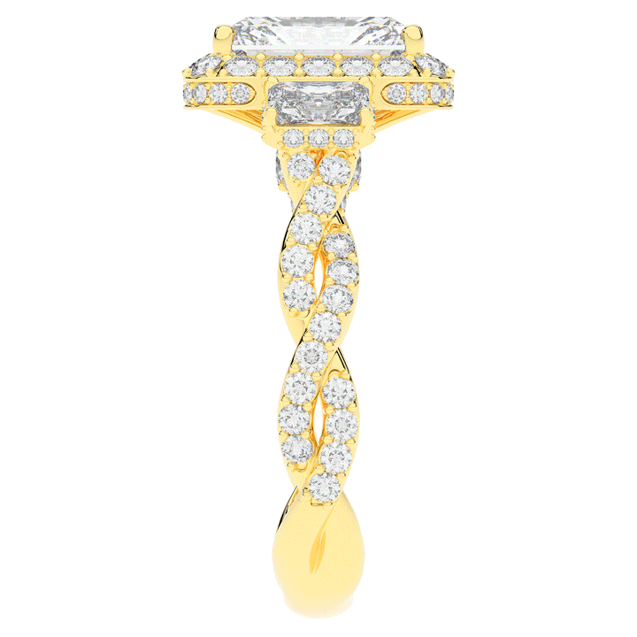 4.70CT.TW RADIANT LAB DIAMOND 3 STONE ENGAGEMENT RING - Nazarelle