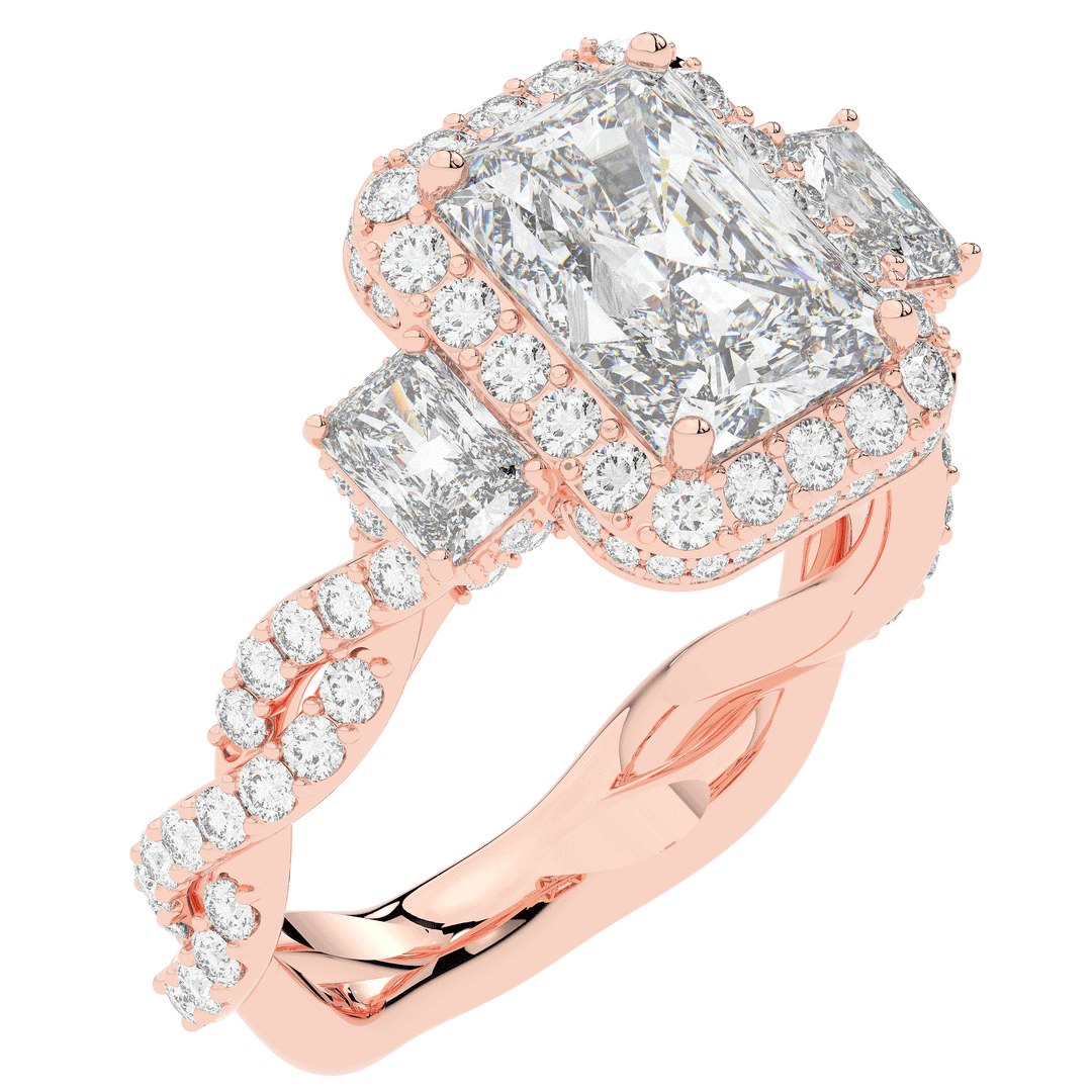 4.70CT.TW RADIANT LAB DIAMOND 3 STONE ENGAGEMENT RING - Nazarelle