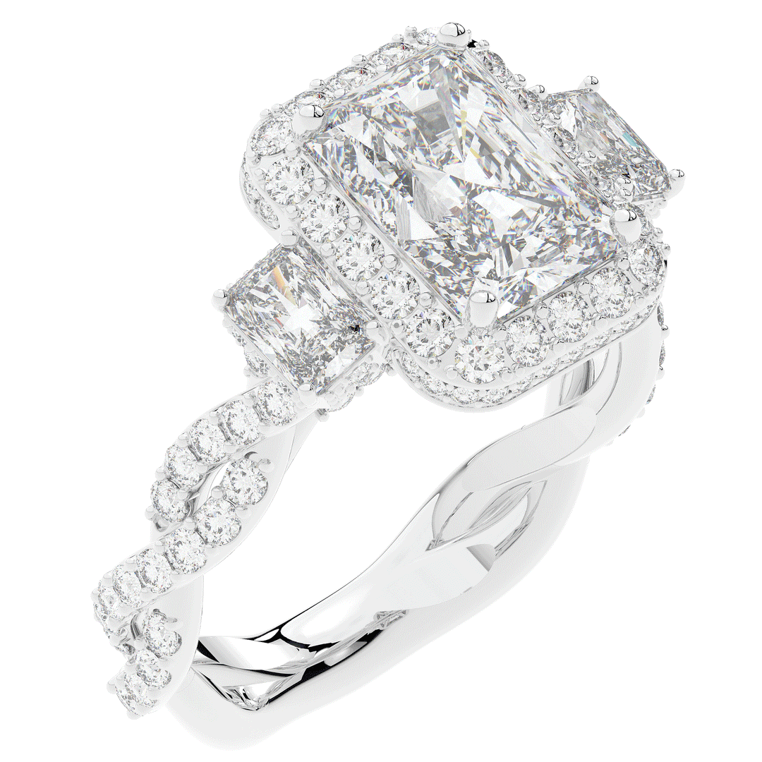 4.70CT.TW RADIANT LAB DIAMOND 3 STONE ENGAGEMENT RING - Nazarelle