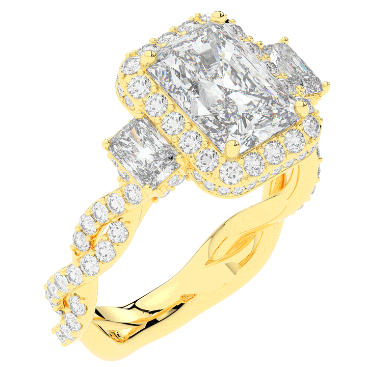 4.70CT.TW RADIANT LAB DIAMOND 3 STONE ENGAGEMENT RING - Nazarelle