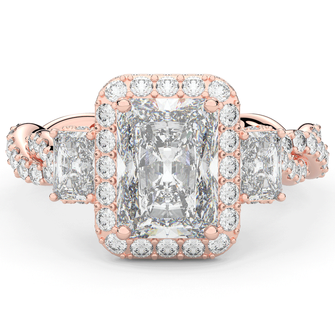 4.70CT.TW RADIANT LAB DIAMOND 3 STONE ENGAGEMENT RING - Nazarelle