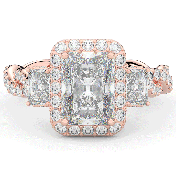 4.70CT.TW RADIANT LAB DIAMOND 3 STONE ENGAGEMENT RING - Nazarelle