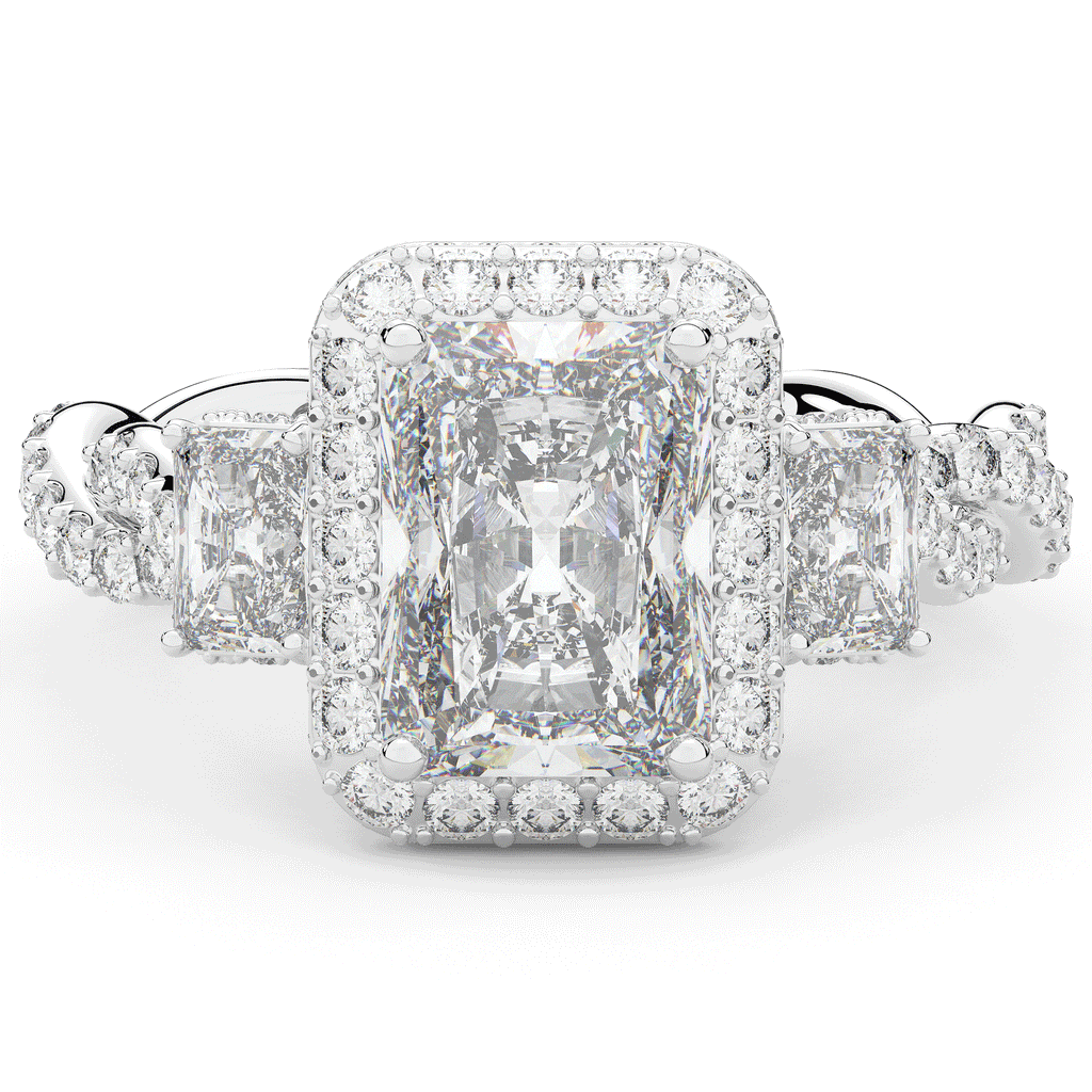 4.70CT.TW RADIANT LAB DIAMOND 3 STONE ENGAGEMENT RING - Nazarelle