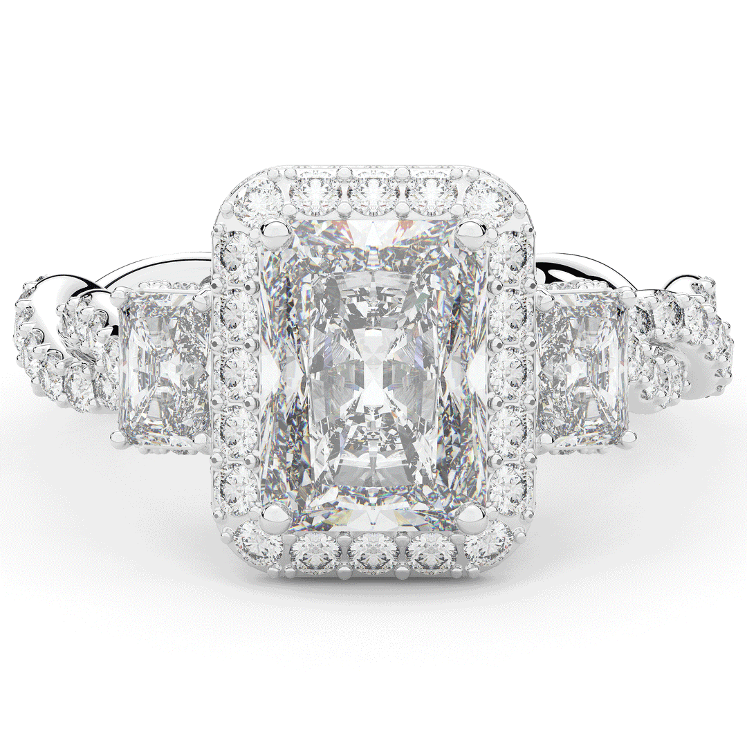 4.70CT.TW RADIANT LAB DIAMOND 3 STONE ENGAGEMENT RING - Nazarelle